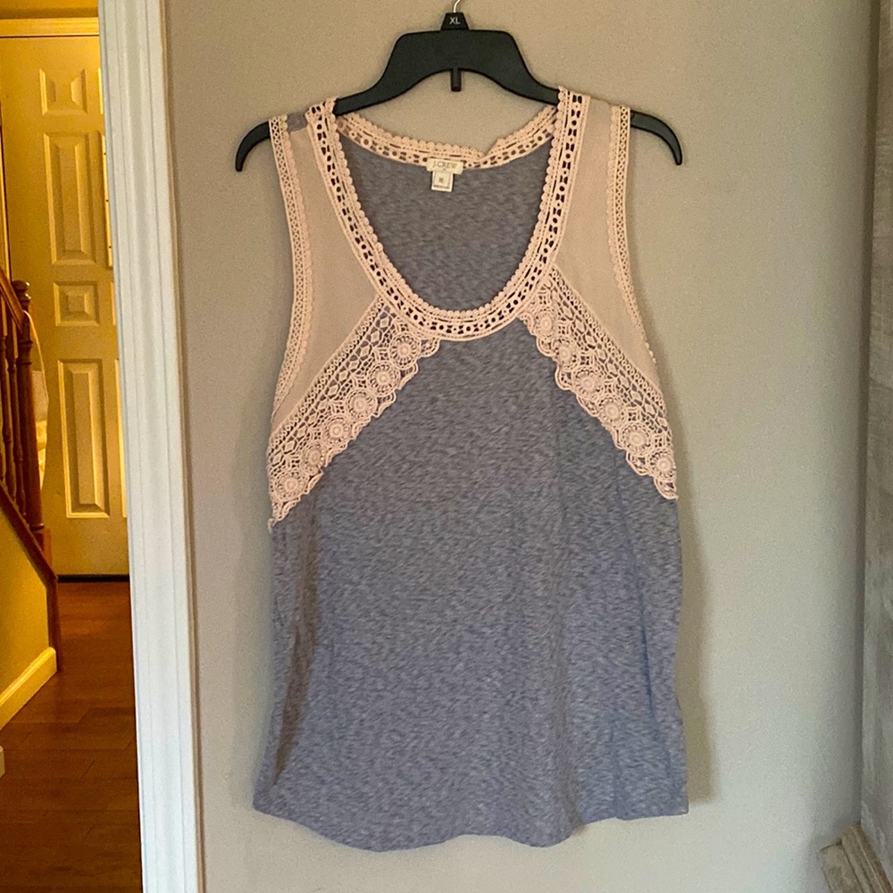 J. Crew Women’s Size XL Gray and Lace Tank EUC